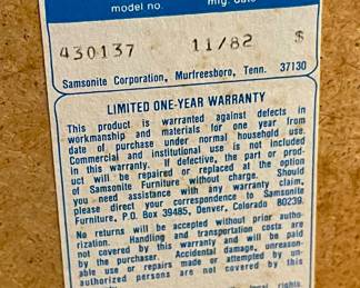 SAMSONITE CARD TABLE, 4 CHAIRS