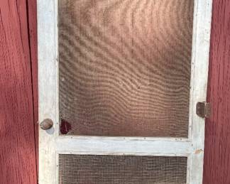 **AS-IS** ANTIQUE SCREEN DOOR W/BRASS KNOB/HANDLE
