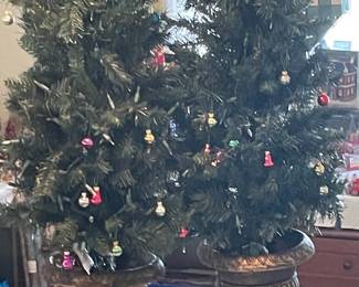 Porch Christmas Trees in Urns