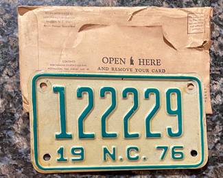 Vintage 1976 Motorcycle Tag