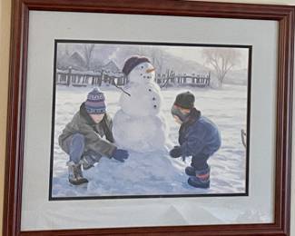 Framed Snowman Print