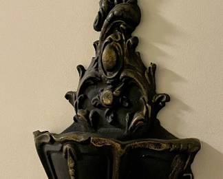 VINTAGE CAST ALUMINUM WALL VASE