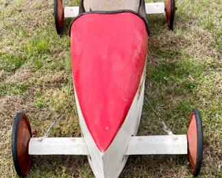 VINTAGE 1963 STARR ELECTRIC SPONSORED SOAP BOX DERBY CAR - WON 3 OF 4 RACES w/HELMET