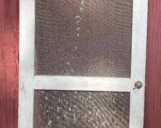 ANTIQUE SCREEN DOOR W/BRASS KNOB/HANDLE