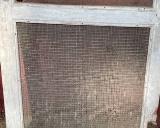 **AS-IS** ANTIQUE SCREEN DOOR W/BRASS KNOB/HANDLE