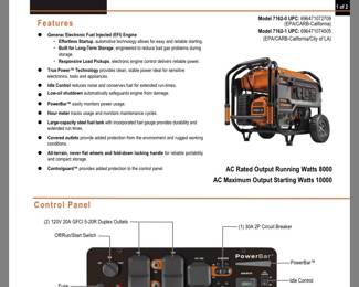 GENERAC XT8000EFI GENERATOR