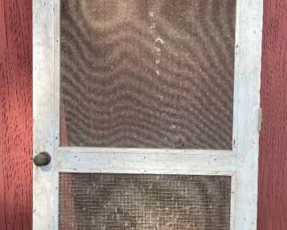 ANTIQUE SCREEN DOOR W/BRASS KNOB/HANDLE