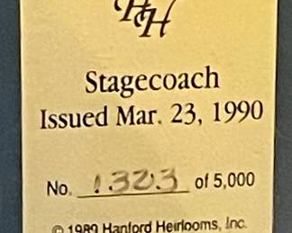 HANFORD HEIRLOOMS, INC BRASS-FRAMED 1ST ISSUE "STAGECOACH" STAMP, 1323/5000 - 1990