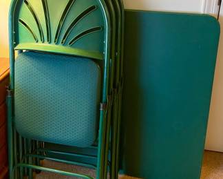 SAMSONITE CARD TABLE, 4 CHAIRS