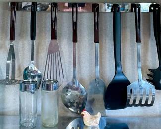 Blue Mason Jars, Vintage Utensil Set, Box of Zinc Canning Lids