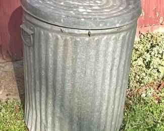 VINTAGE GALVANIZED TRASH CAN
