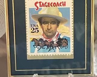 HANFORD HEIRLOOMS, INC BRASS-FRAMED 1ST ISSUE "STAGECOACH" STAMP, 1323/5000 - 1990