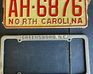 1970 NC Tag, Vintage Tag Frame