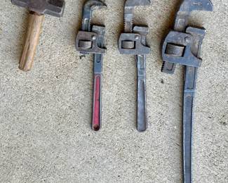 Stubby Hammer, Vintage Pipe Wrenches
