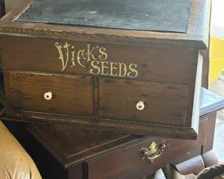 Vick's Seeds vintage General Store cabinet 