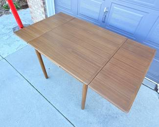 Lot #4 Authentic MCM Midcentury Modern Danish Draw Leaf Table.