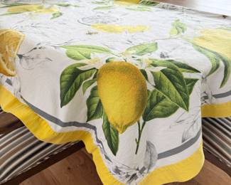 Lot #2 William Sonoma Tablecloth Collection with Pasta/Salad Bowl Williams Sonoma Tablecloth Lot (4) w/ Matching Decorative Bowl