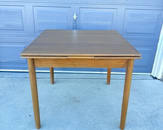 Lot #4 Authentic MCM Midcentury Modern Danish Draw Leaf Table.
