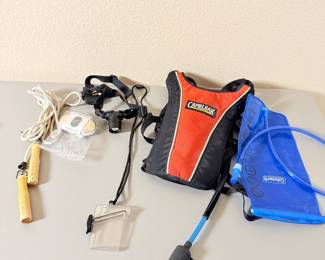 Lot #40 Outdoor Gear Lot – CamelBak Hydration Pack, Headlamp, Hand Warmers, Waterproof Case, Camping & Hiking Bundle