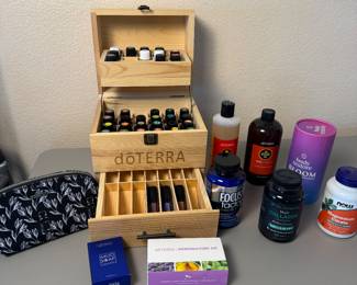Lot #30 doTERRA Essential Oils Lot w/ Wooden Storage Box, On Guard, Intro Kit, Supplements & Wellness Products