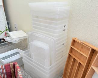 Lot #54 Huge Storage & Organization Lot – Hangers, Bins, Flatware Organizers, Wood Crates, Closet & Kitchen Storage Bundle