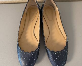 Lot #48 Chloé Designer Ballet Flats – Scalloped Edge Leather Shoes, Luxury Women’s Flats, Classic Parisian Style