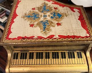 Italian Florentine piano jewelry box (missing ballerina)