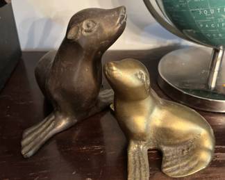 Solid brass sea lions