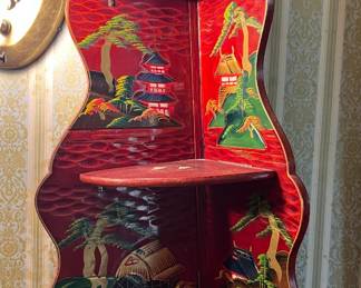 1950s Japanese painted corner shelf