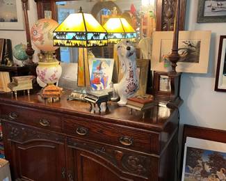 Antique oak side board