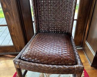 2 Oggetti woven leather side chairs.....