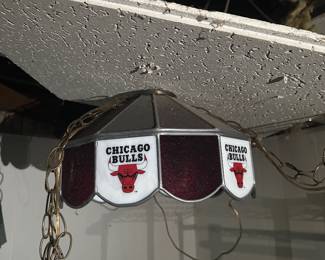 Chicago Bulls stained glass light fixture