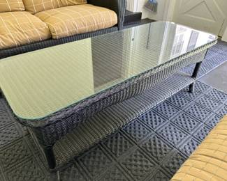Rattan coffee table with glass top