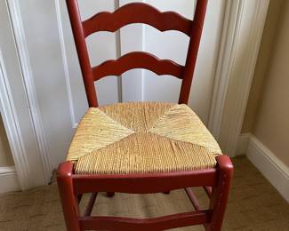 (4) Ballard Designs ladder back wood chairs with rush seats (only one photographed)