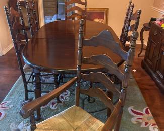 1930's Vintage Ladder Back French Country Farmhouse Chairs and dining table