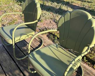 MCM metal hotel clam chairs