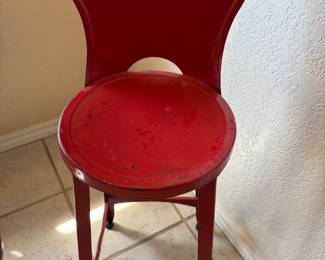 Vintage 1950's red steel stool 