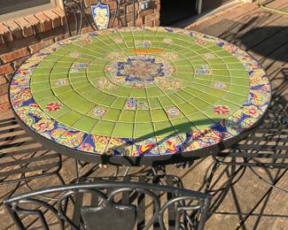 Round mosaic patio table