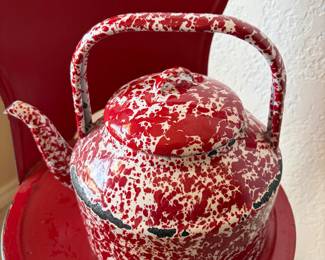 Vintage Red EnamelTea Pot