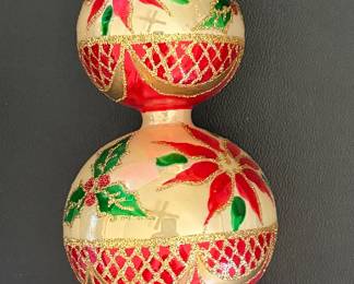 Vintage Hand Painted, Blown Glass Finial Christmas Tree Topper 