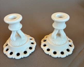 Milk glass candle stick holder