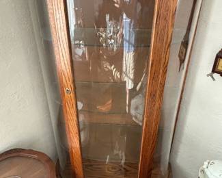 Oak floor display curio cabinet