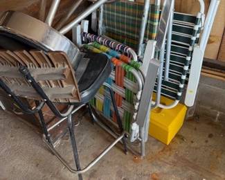 Stools. Lawn chairs.
