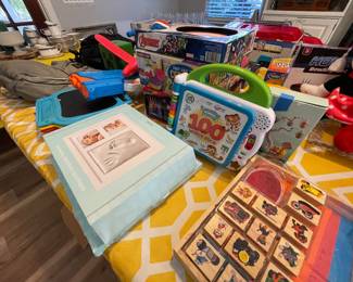 kids toys (boys & girls), puzzles & games, arts and crafts material, holiday decoration, child size chairs, diaper bags, etc.