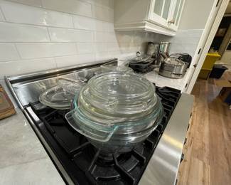 Pyrex glass bowls and casseroles