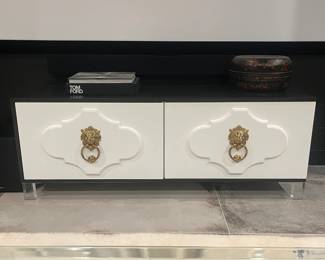 pair of walnut credenzas. 60W x 18D x 22-1/2H