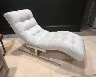 chaise. shimmery velour upholstery. measures 24W x 55L x 33H