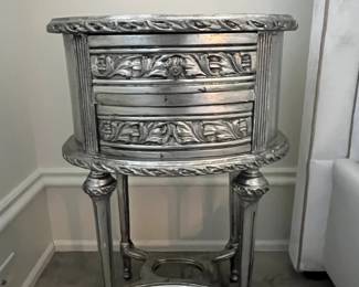 pair of silver nightstands 19W x 13-1/2D x 28H