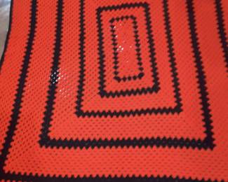 Bull Dawg red & black crochet afghan