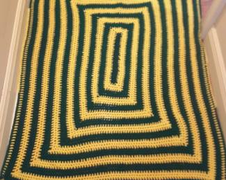 John Deere yellow & green crochet afghan